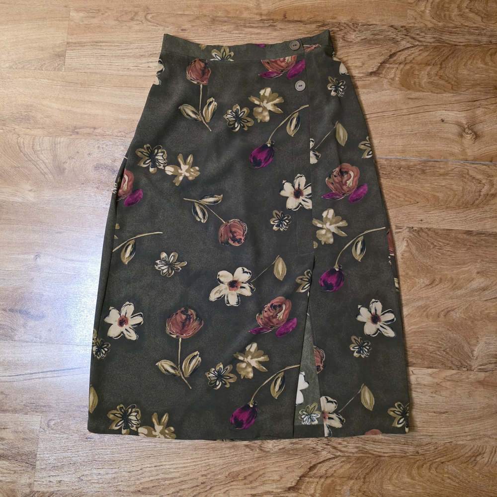 Vintage Maggie Lawrence Brown Floral Maxi Skirt